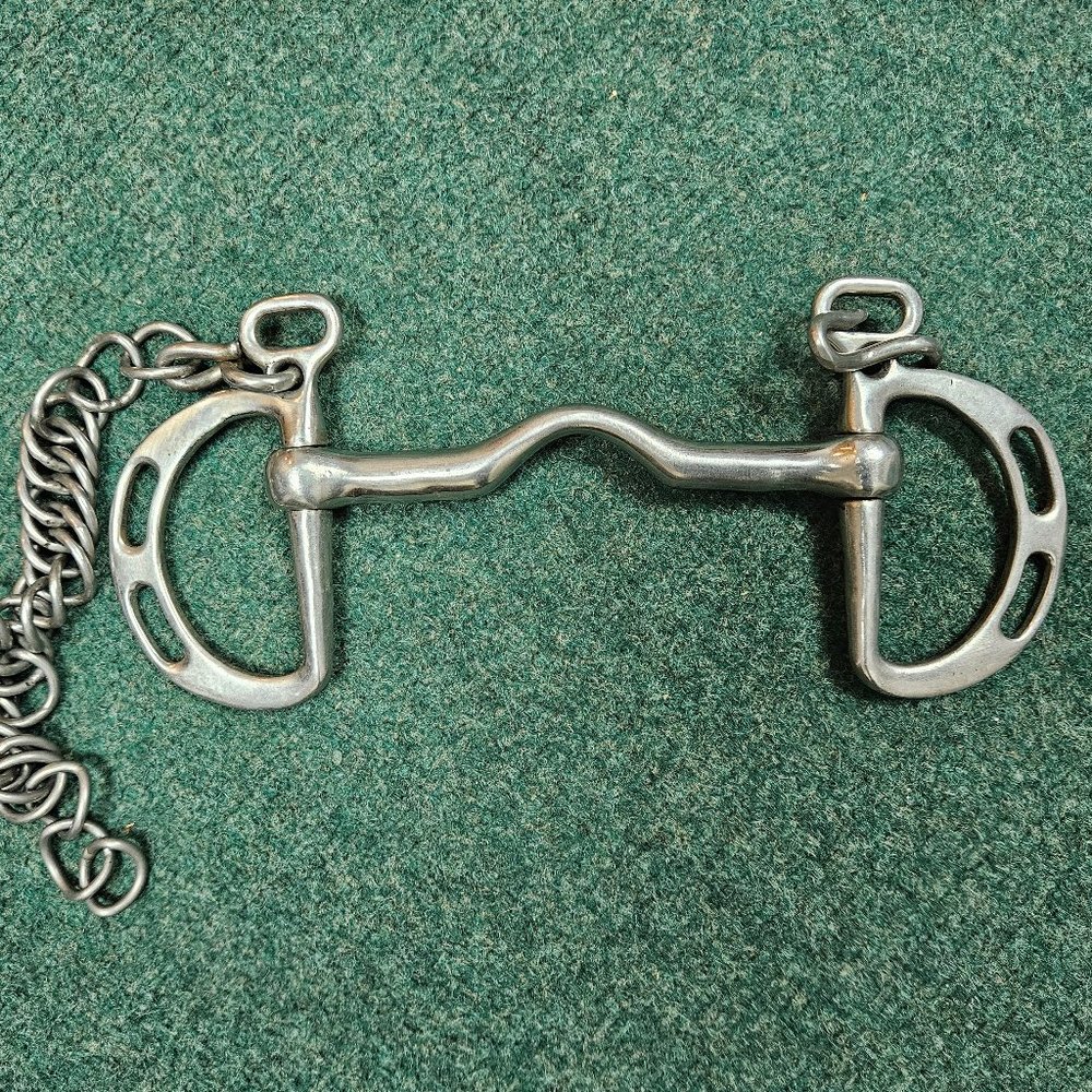 Horse Slotted Kimberwicke English Bit with Curb Chain - horseback riding
